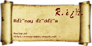 Rónay Ádám névjegykártya
